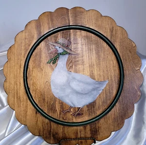 Vintage Decorative Wood Plate Country Goose Design - Picture 1 of 5