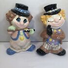 Set Of 2 Ceramic Clowns, About 7 Inches Tall Great Color