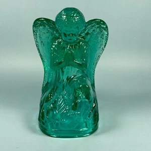 Estatuilla vintage de ángel rezante de vidrio Boyd Art #3 ~ verde Columbia - Imagen 1 de 8