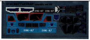 TRANSFORMERS GENERAZIONE 1, G1 DECEPTICON BATTLETRAP AGGIORNAMENTO ETICHETTE/ADESIVI - Foto 1 di 1