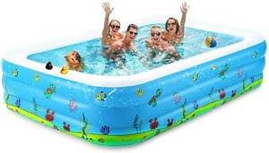 Inflatable Swimming Pool, 103” x 69” x 24” Blow Up Pool for Kids Adults Baby - Picture 1 of 6