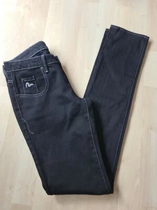 EVISU Womens Embroidered Logo Skinny Jeans Sz 27 Black w/ Gray Embroidery 27x34" - Picture 1 of 9