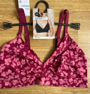 Bralette M&S senza fili non imbottita taglia 12 (tazza D-E) lampone nuova con etichette - Foto 1 di 3