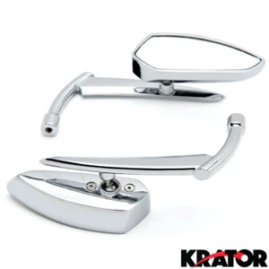 New Custom Chrome Blade Rear View Mirrors Death Reaper Scythe Pair with Adapters - Picture 1 of 3