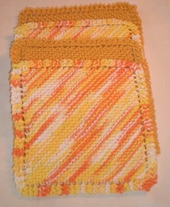 4 HANDGEMACHTE GESTRICKTE GESCHIRRTÜCHER 100 % BAUMWOLLE 8" mal 8" Dekor Küche - Bild 1 von 1
