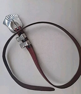 Vintage Pat Areias Sterling Silver Buckle Western Lizard Belt - Picture 1 of 12