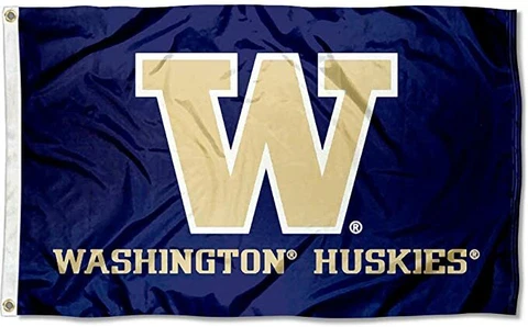 Washington Huskies Flag Large 3 Feet by 5 Purple Big Logo Banner Pac 12 New Cover