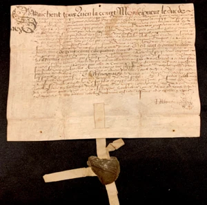 1580 WAX SEALED VELLUM - Renaissance Era Document - Picture 1 of 7