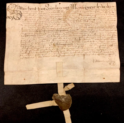 1580 WAX SEALED VELLUM - Renaissance Era Document - Image 1 of 4