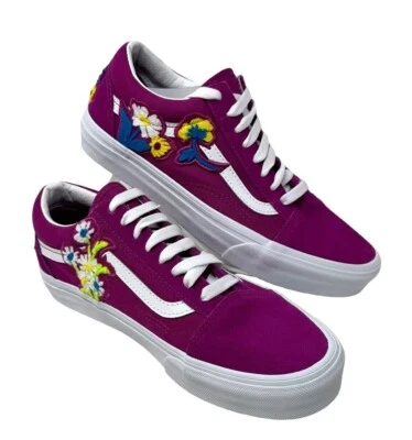 VANS Old Skool Shoe Suede Floral Fuchsia Women's Size Skate Sneakers VN0A4BV5TPK - Image 1 of 4