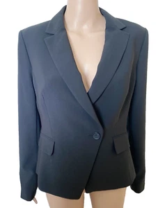 NWT ANN TAYLOR Black Triacetate 1 Button Blazer with Pockets Size 8 - Picture 1 of 3