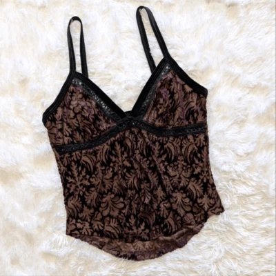 Vintage Lip Service Sheer Purple Burnout Velvet Cami Top Anos 90 Y2K Goth Punk Tank  - Imagem 1 de 4