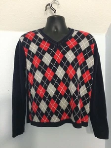 Vintage Tommy Hilfiger Tommy Girl knit sweater top v neck navy blue size XL - Picture 1 of 4