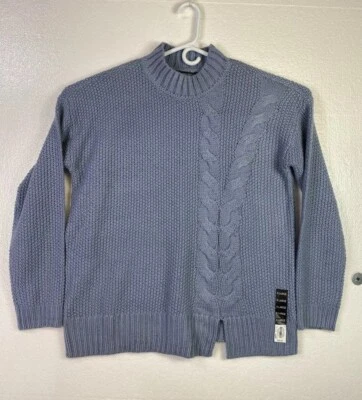 Suéter tejido con cable Simply Vera Wang para mujer nuevo XL azul cuello alto Foto 1 de 4