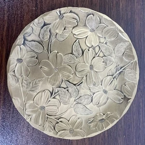 Wendell August Schmiede Handarbeit Massive Bronze Untersetzer Tablett Floral Blumen 4-3/8" - Bild 1 von 4