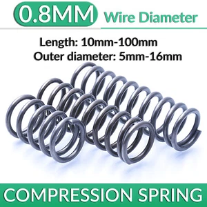 10Pcs 0.8mm Wire Diameter Spring Steel Compression Spring Pressure Small Spring - Picture 1 of 9