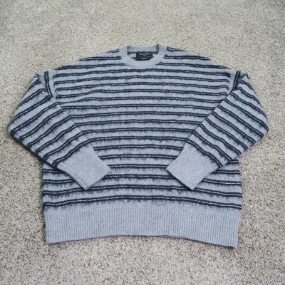 Suéter AllSaints Para Hombre Pequeño Gris Rayas Bretley Crew Gran Tamaño Lana Mohair Foto 1 de 4