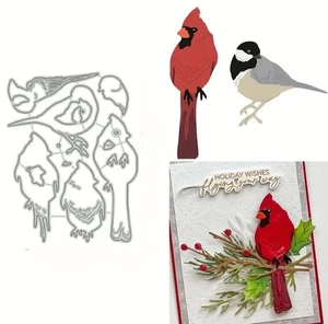 Troqueles de corte para hacer tarjetas troqueladas Cardinal Chickadee pájaros de nieve Navidad invierno - Imagen 1 de 4