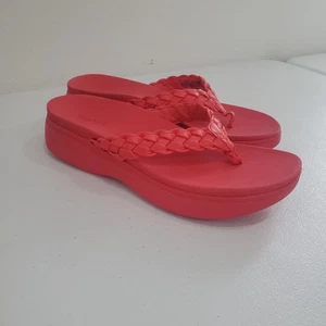 Vionic Kenji Shoes Womens Size 9 Red Platform Sandals Flip Flops Comfort - Picture 1 of 7