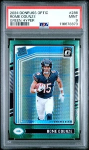 2024 Optic Rome Odunze Green Hyper Prizm Rated Rookie PSA 9 RC #286 sp pop 9 - Picture 1 of 2