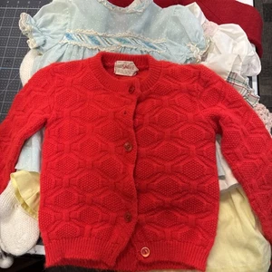 Lot Of Vintage Baby Clothes Girl 1980s Sweaters &Dresses 3m-3T Perfect For Dolls - Picture 1 of 24