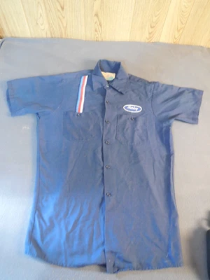 DB7 True Vintage 70s Distressed Harley Blue Mechanic Towing Work Shirt VTG M - Image 1 of 4