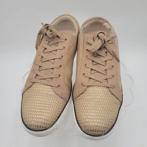 Kenneth Cole New York Kam Stripe Women Sneakers Size 11 Tan Beige Leather - Picture 1 of 11
