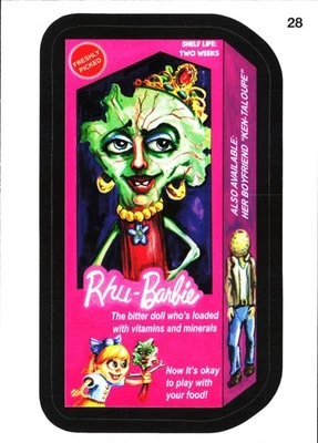 2012 Topps WACKY PACKAGES - Rhu-Barbie Freshly Picked - Bitter Doll Sticker #28 - Image 1 of 2