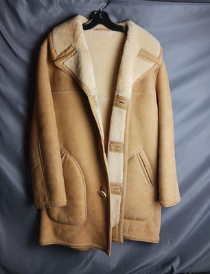 Casaco vintage Marshall Field Co 100% lã Sherpa tamanho 40 couro camurça genuíno  - Imagem 1 de 4