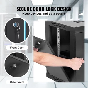 6U Wall Mount Server Rack Cabinet 15.5 Inch Depth Locking Glass Door 200lbs - Picture 1 of 7