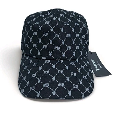 Playboy PacSun Strapback Hat Black Gray Cap All Over Print Logo StrapBack  - Image 1 of 4
