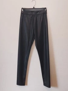 H&M Black Faux Leather Leggings Girl's Size 20 Euro 170 Casual Pull-On - Picture 1 of 10