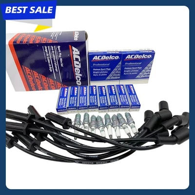 8pcs Genuine OEM Spark Plugs 41-162 & 8PCS Wire Set 9748UU For G/M 4.8L 6.0L V8 - Image 1 of 4