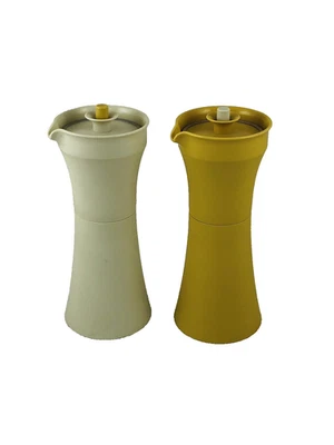 Tupperware Vintage Olio e Aceto Cruet Set Raccolta Oro e Mandorle - Immagine 1 di 4