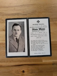 Died Battle Of Stalingrad - Alois Moser - German WW2 Soldier Death Card - WWII - Picture 1 of 3