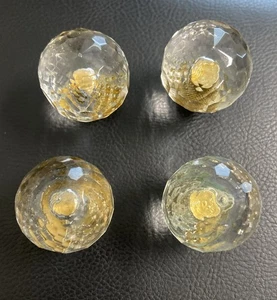 4 Vintage Klarglas Diamant Schrank Knöpfe Schublade Griffe/Zifferblätter 1-1/4" x 1,5" - Bild 1 von 8