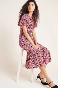 New Anthropologie Corey Lynn Calter Annabel Geo Shirtdress Size Medium MSRP $198 - Picture 1 of 4
