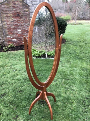 Joseph van Benten Fine Handcarfted Oval Mirror on Stand ~Cherry ~ Cheval Cover