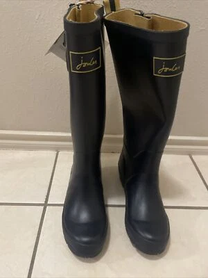 Botas de agua Joules en rayas doradas azul marino en la parte posterior talla 5 Foto 1 de 4