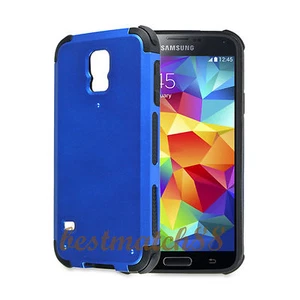 for Samsung galaxy S5 case 2 layer black blue shockproof hybrid s 5 / - Picture 1 of 1