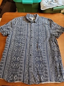 H&M x Coachella Para Hombre GRANDE S/S Azul/Blanco Patrón Informal Abotonado Usado en Excelente Condición GB22 - Imagen 1 de 8