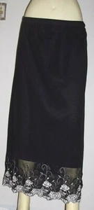 ELEMENTZ Ladies XL Dressy Career Skirt Black / White Embroidery Below Knee NWOT - Picture 1 of 6