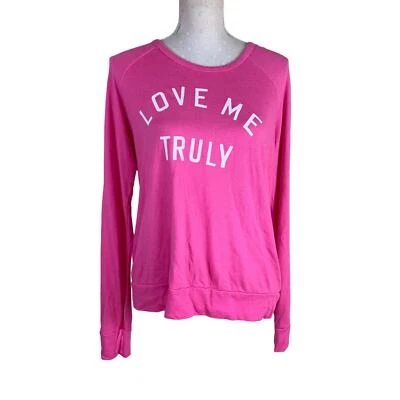 Sudadera Sundry Talla M Gráfica Para Mujer Rosa Caliente Love Me Truly LS Pullover Foto 1 de 4