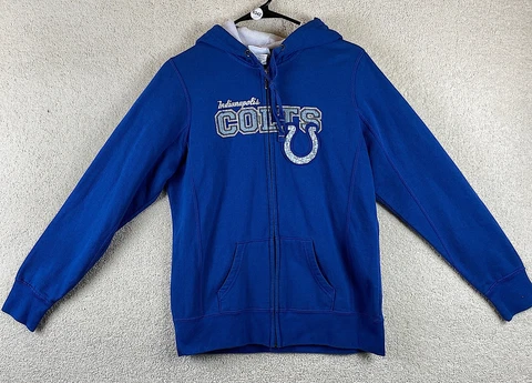 Indianapolis Colts Pullover NFL Size Large Jacket Sweatshirt Blue Womens Large Cover