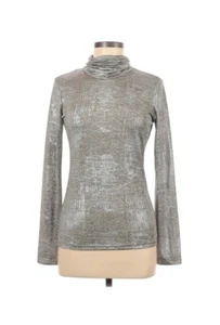 Amici Mock Turtleneck Sweater Size Extra Small XS Long Sleeve Metallic Silver - Picture 1 of 2