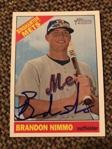 BRANDON NIMMO Signed 2015 Topps Heritage Minors card In Person AUTO Mets rookie
