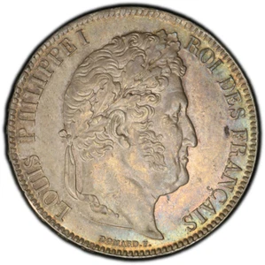 France: Louis Philippe I, 5 Francs 1837-W PCGS AU-58 Lille mint. A Handsome coin - Picture 1 of 6