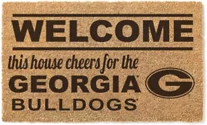 Georgia Bulldogs Welcome Coir Doormat, 18x30 Inches, Bulldogs Outdoor Rug NEW - Picture 1 of 1