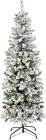 Best Choice Products Pencil Christmas Tree 6Ft Pre-Lit Artificial Snow Flocked
