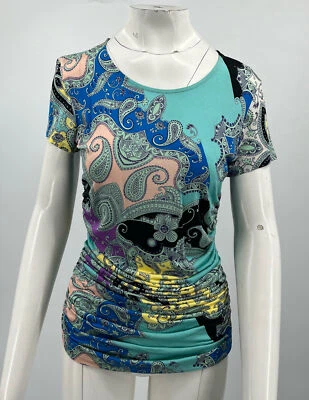 Camiseta acanalada manga corta estampado cachemir azul claro Etro talla 46 nueva con etiquetas Foto 1 de 4